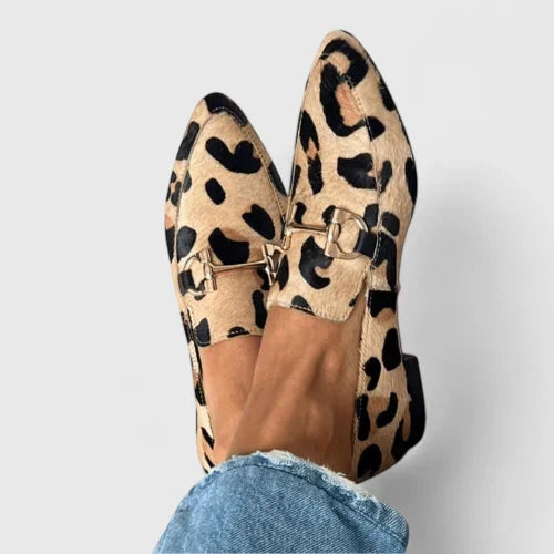 Esperanza | Women's Leopard Print Loafers - Brown - Image 1