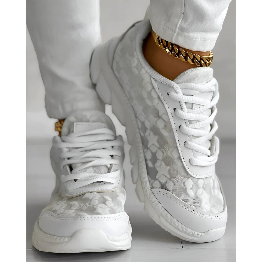 Esperanza | Women's Platform Lace-Up Sneakers - White - Image 2
