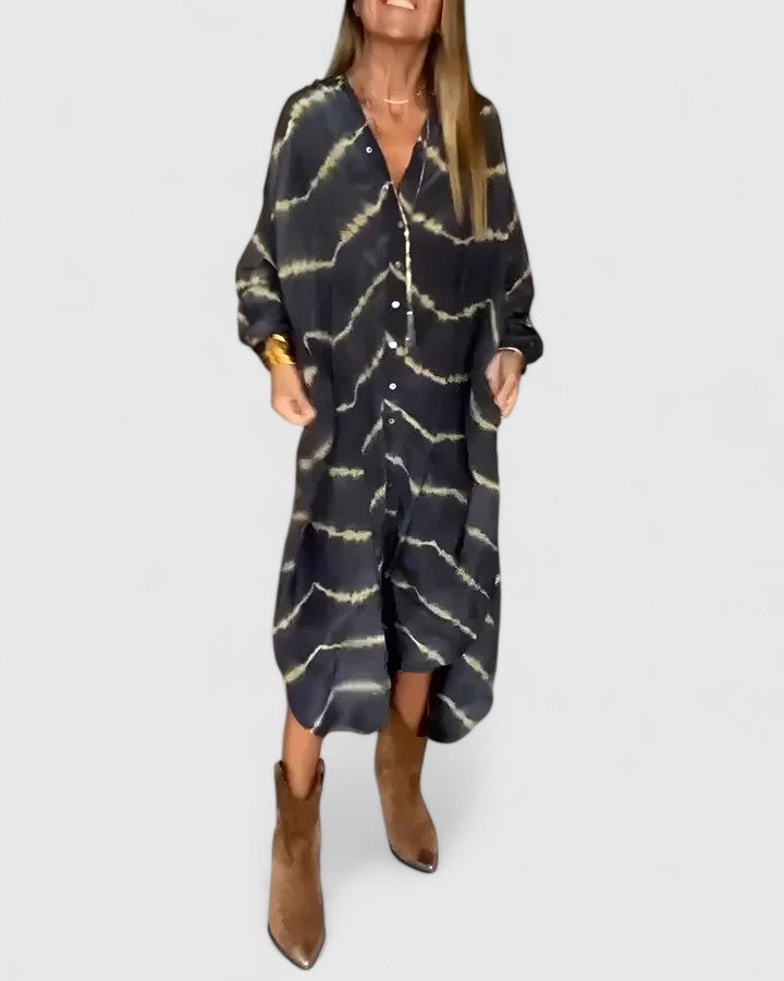 Estella | Women's Tie Dye Button Down Midi Shirt Dress - Image 1