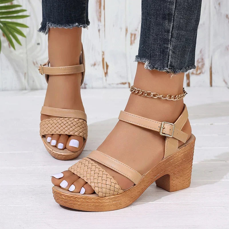 Eudora | Women's Woven Platform Ankle Strap Sandals - Image 1