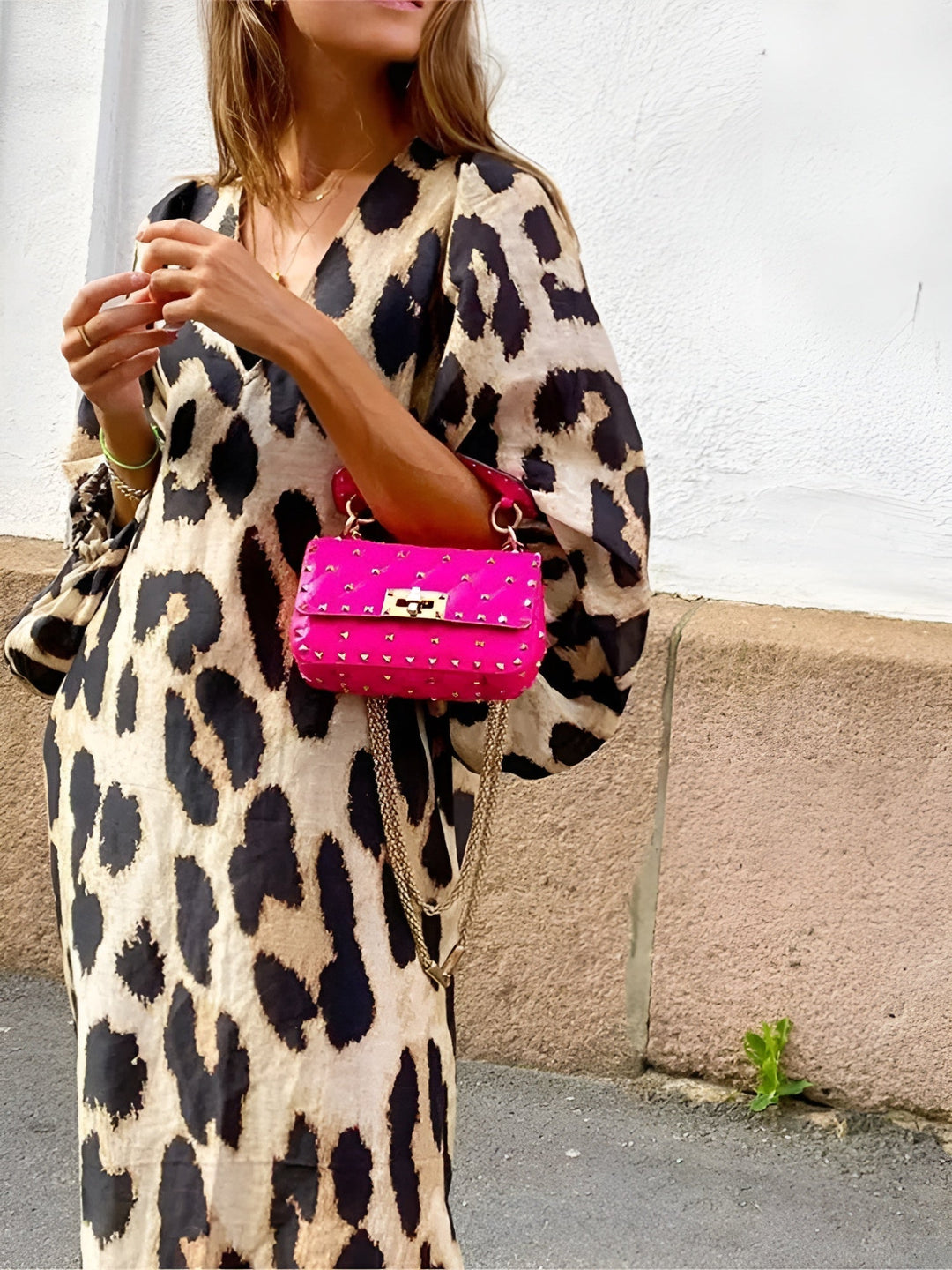 Eulalia | Women's Leopard Print Cowl Neck Midi Dress - Image 1