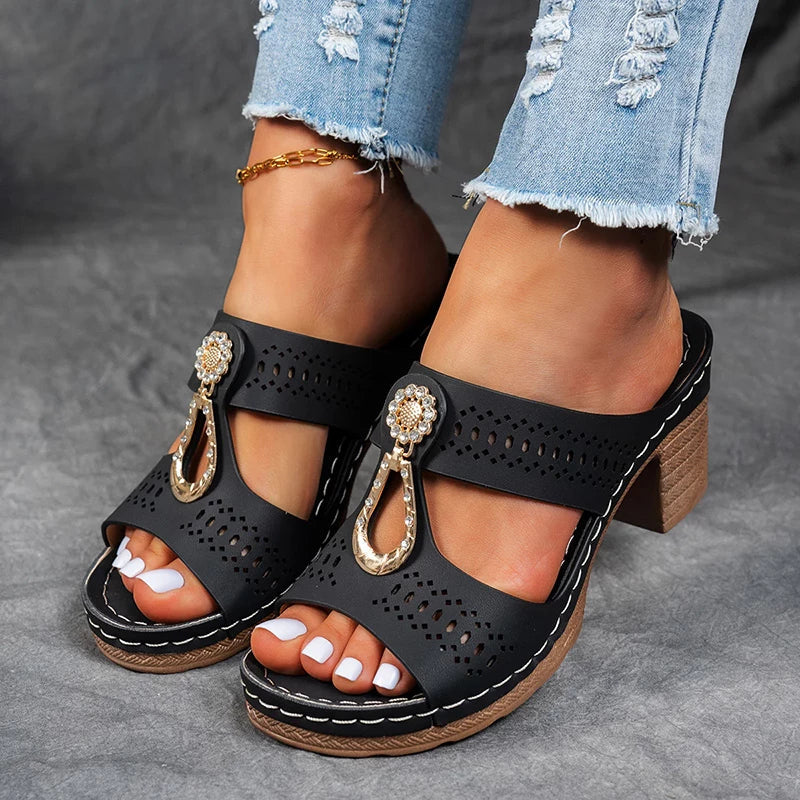 Eulalia | Women's Perforated Wedge Sandals - Image 1