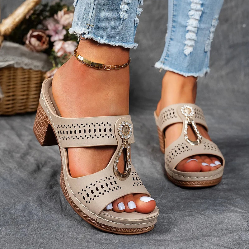 Eulalia | Women's Perforated Wedge Sandals - Image 2