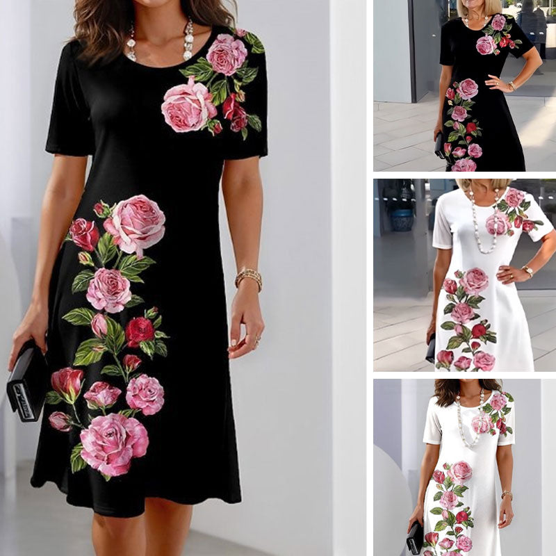 Evangelia | Women's Floral Short Sleeve Midi Dress - Image 2