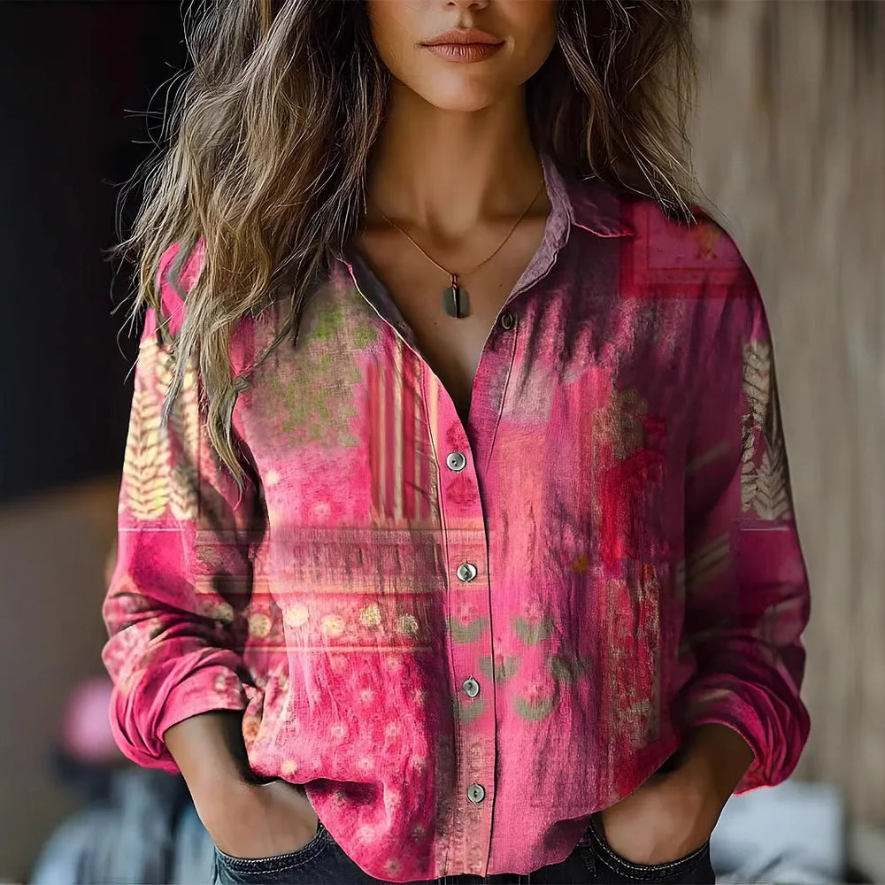 Evara | Women's Floral Button Down Long Sleeve Shirt - Image 2