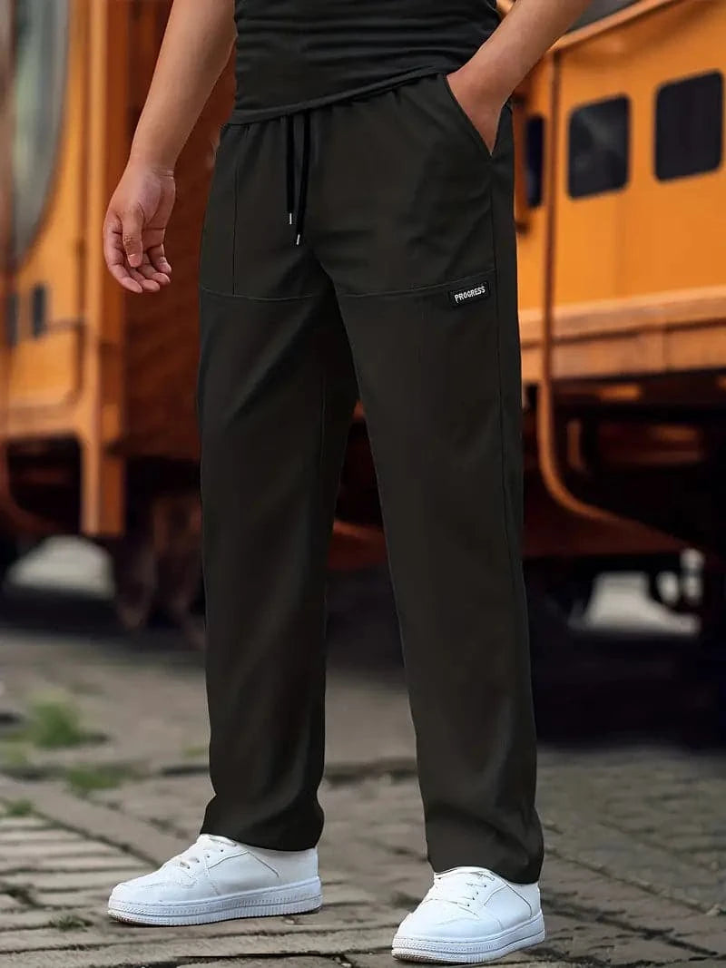 Evren | Men's Drawstring Straight Leg Jogger Pants - Black - Image 1