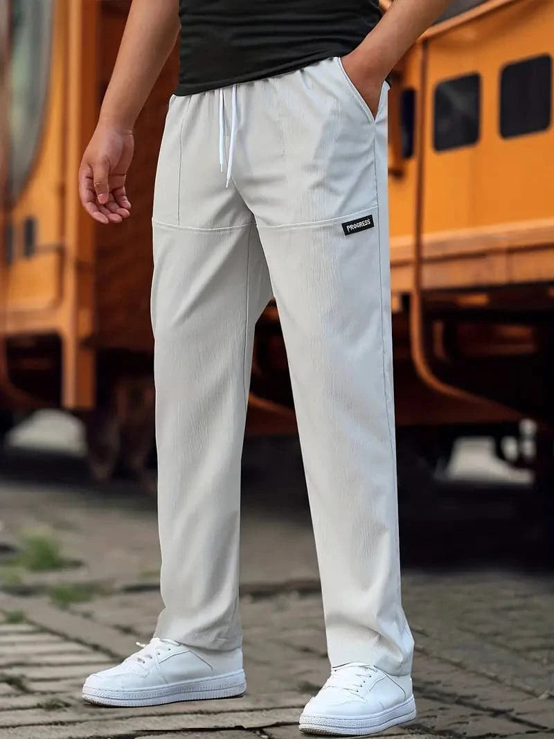 Evren | Men's Drawstring Straight Leg Jogger Pants - Black - Image 2