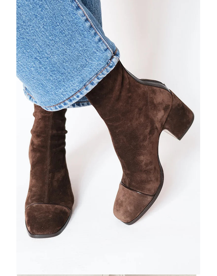 Farah | Women's Block Heel Ankle Boots - Brown - Image 1