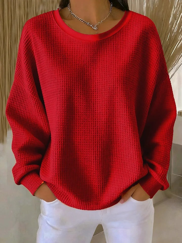 Fenara | Women's Waffle Knit Jumper - Baby Blue - Image 2
