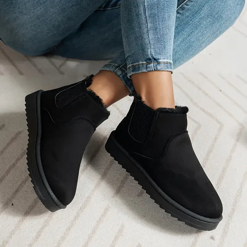 Fenvara | Women's Fleece-Lined Chelsea Ankle Boots - Black - Image 1