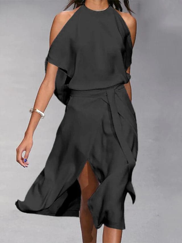 Fiona | Women's Cold Shoulder Midi Dress - Image 2