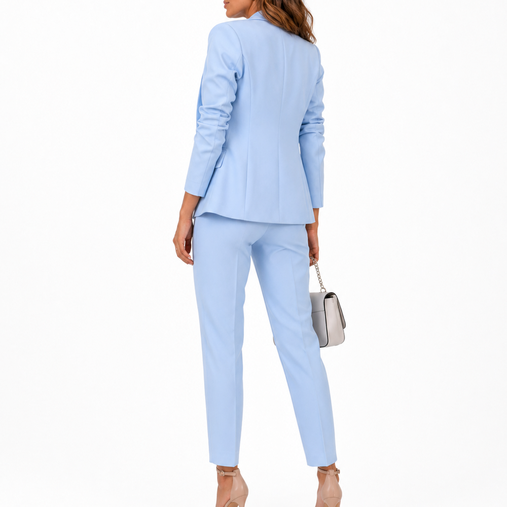 Fleur | Women's Double Breasted Tailored Suit Set - Light Blue - Image 2