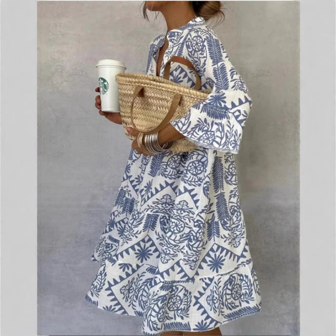 Florentine | Women's Printed Collared Mini Shirt Dress - Image 1