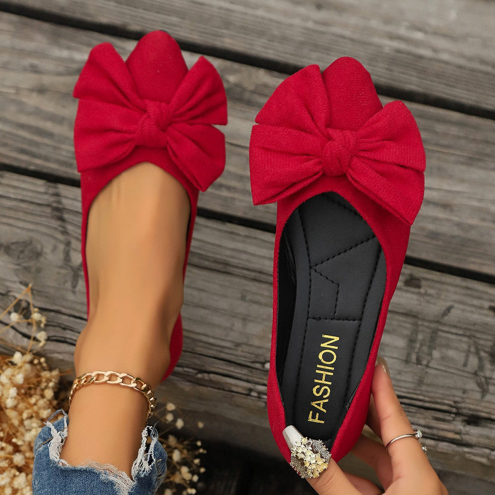 Florica | Women's Bow Pointed Toe Ballet Flats - Orange - Image 2