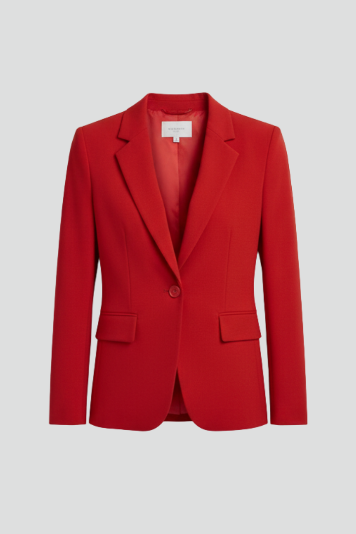 Francesca | Women's Single Button Notched Lapel Blazer - Red - Image 1