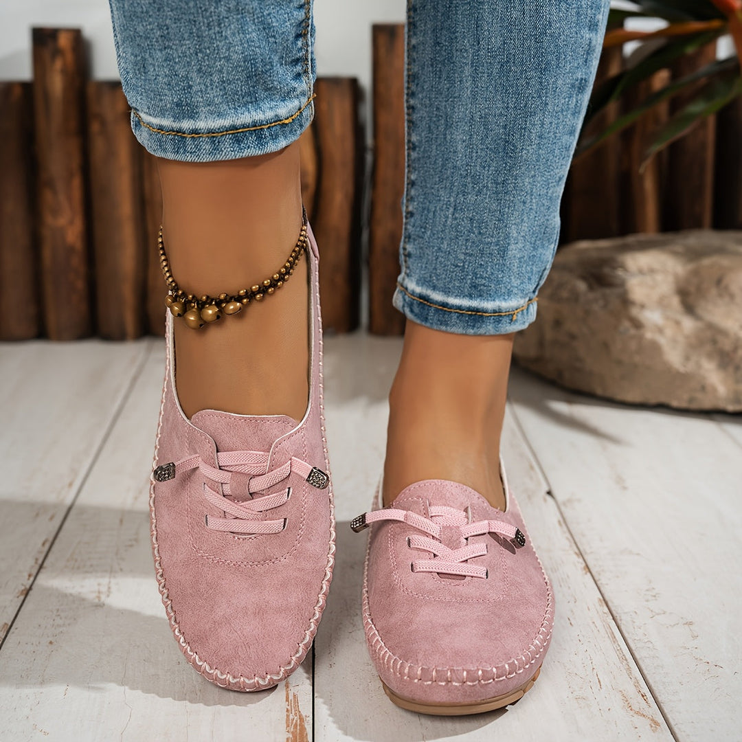 Freya | Women's Lace Up Comfort Loafers - Pink - Image 1