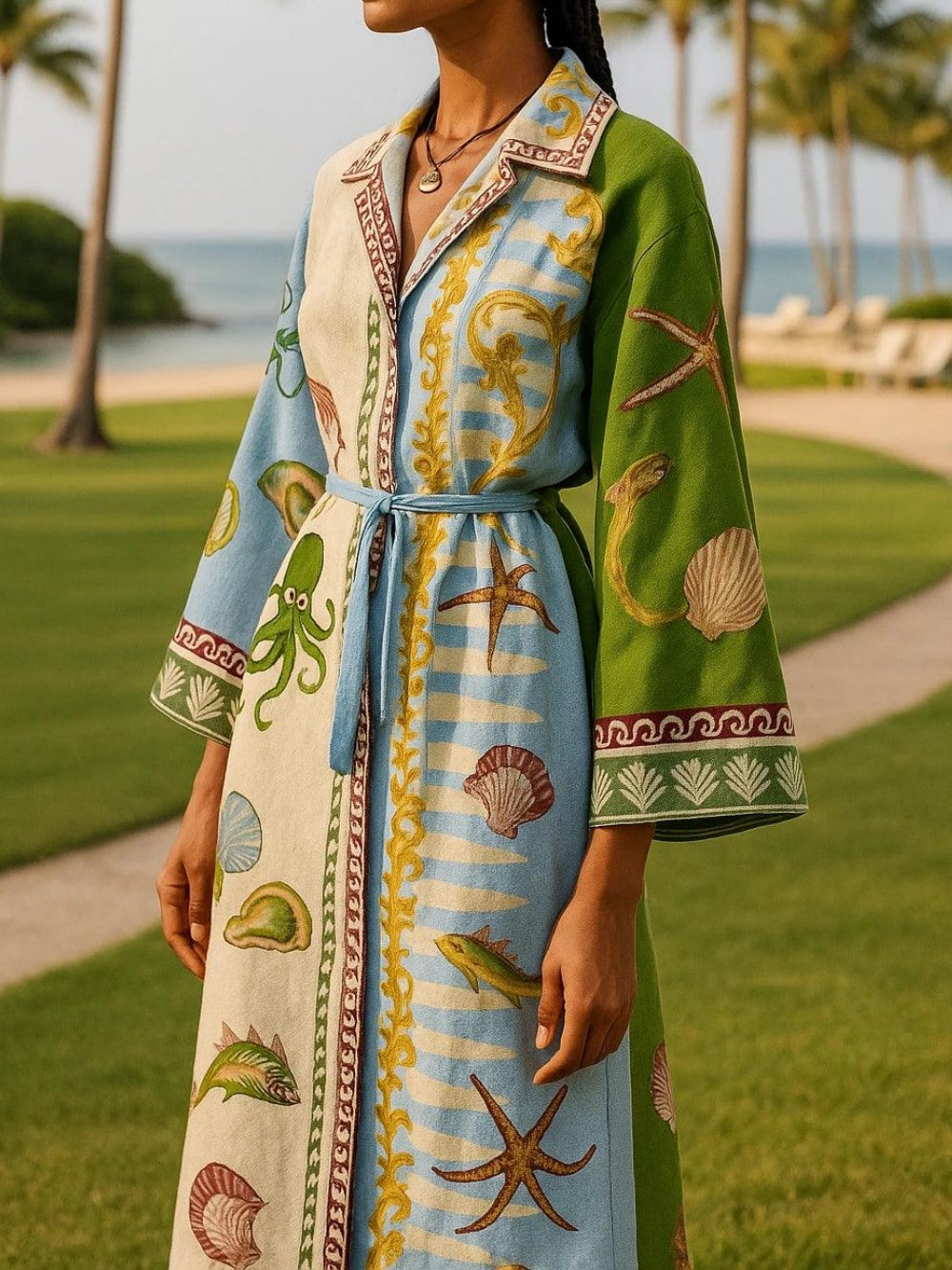 Gabriella | Women's Belted Printed Midi Shirt Dress - Image 2