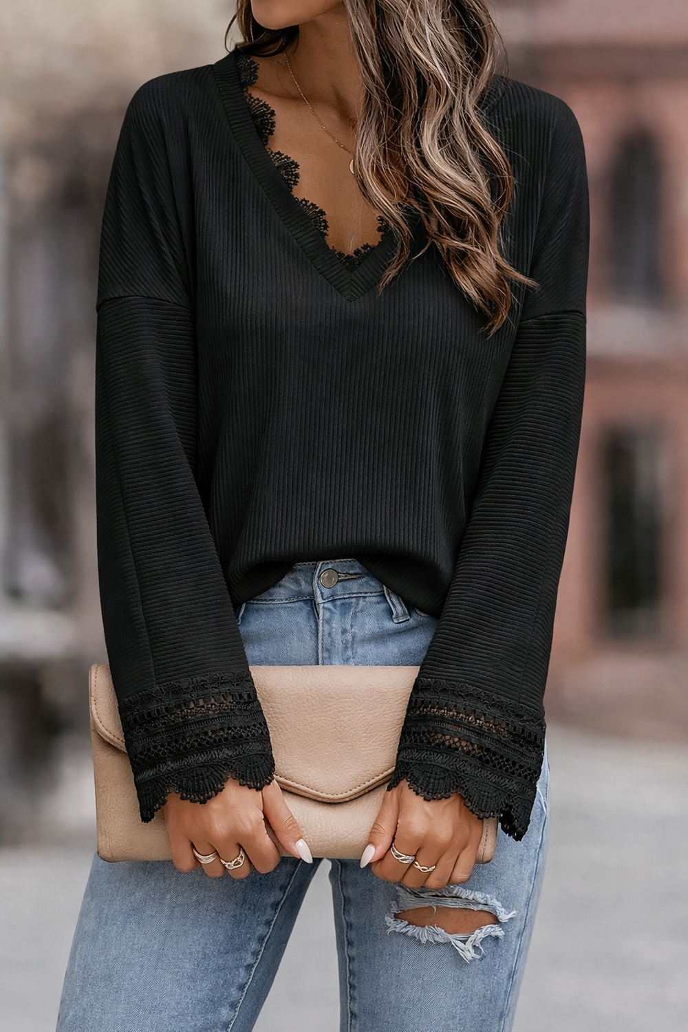 Gweneth | Women's V-Neck Long Sleeve Sweater - Image 2