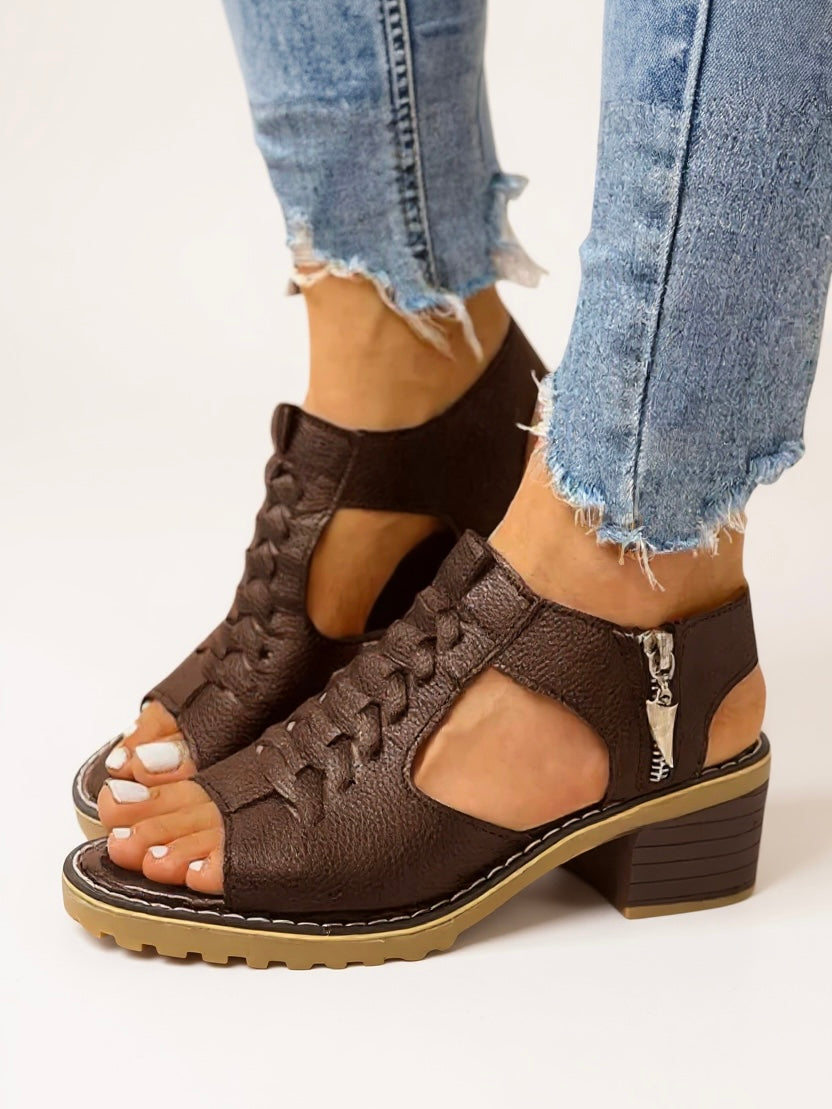 Hadley | Women's Lace Up Block Heel Sandals - Image 1
