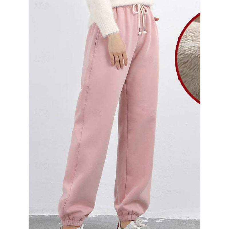 Halvara | Women's Fleece Lined Jogger Trousers - Pink - Image 1