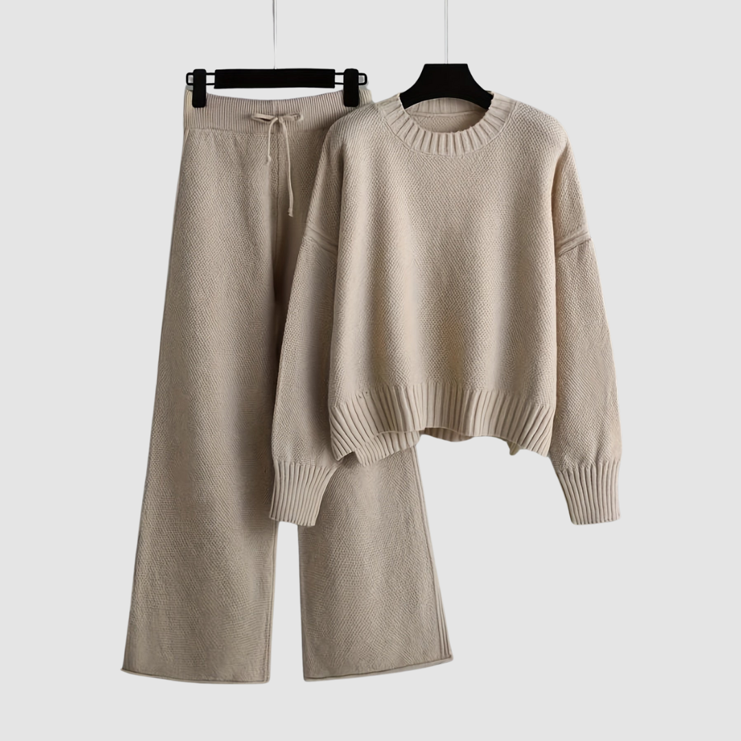 Halveth | Women's Knit Jumper Loungewear Set - Cream - Image 1