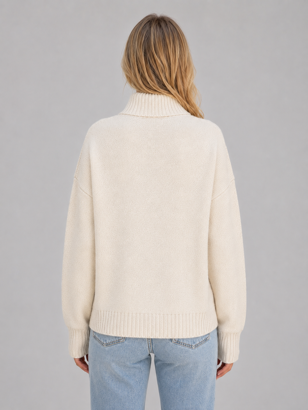 Halveth | Women's Zip-Up Funnel Neck Knit Cardigan - Cream - Image 2