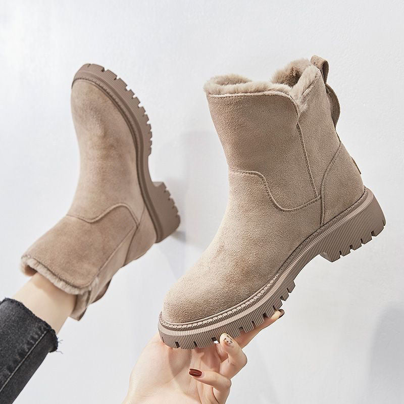 Halvindra | Women's Fleece Lined Winter Boots Slip-On - Beige - Image 1