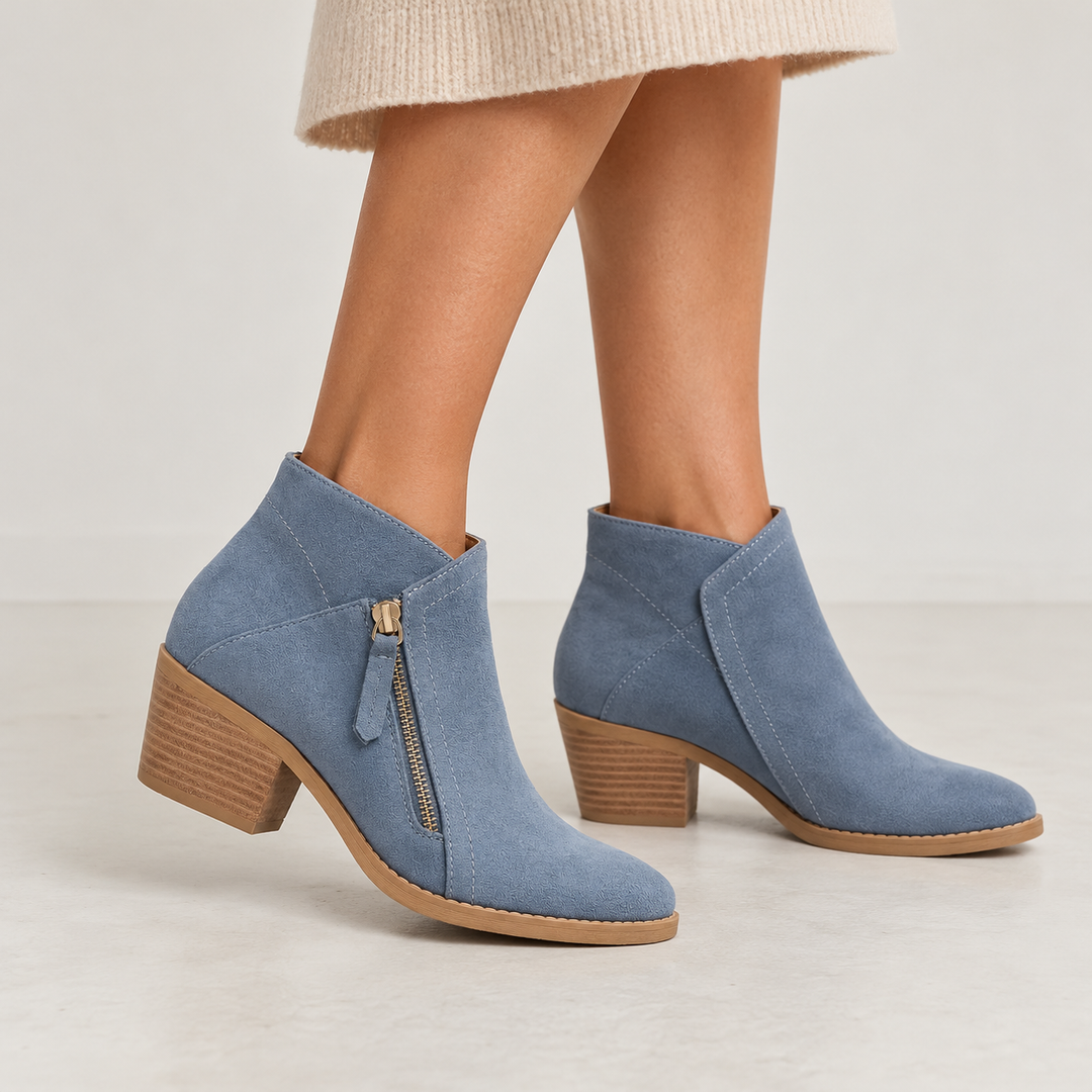 Halvine | Women's Ankle Boots Block Heel - Blue - Image 1