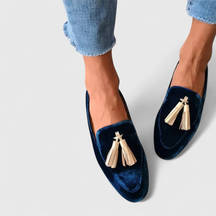 Hecuba | Women's Navy Tassel Loafers - Navy - Image 1