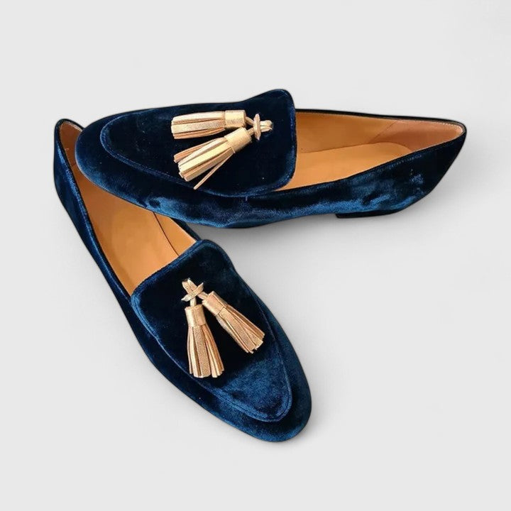 Hecuba | Women's Navy Tassel Loafers - Navy - Image 2