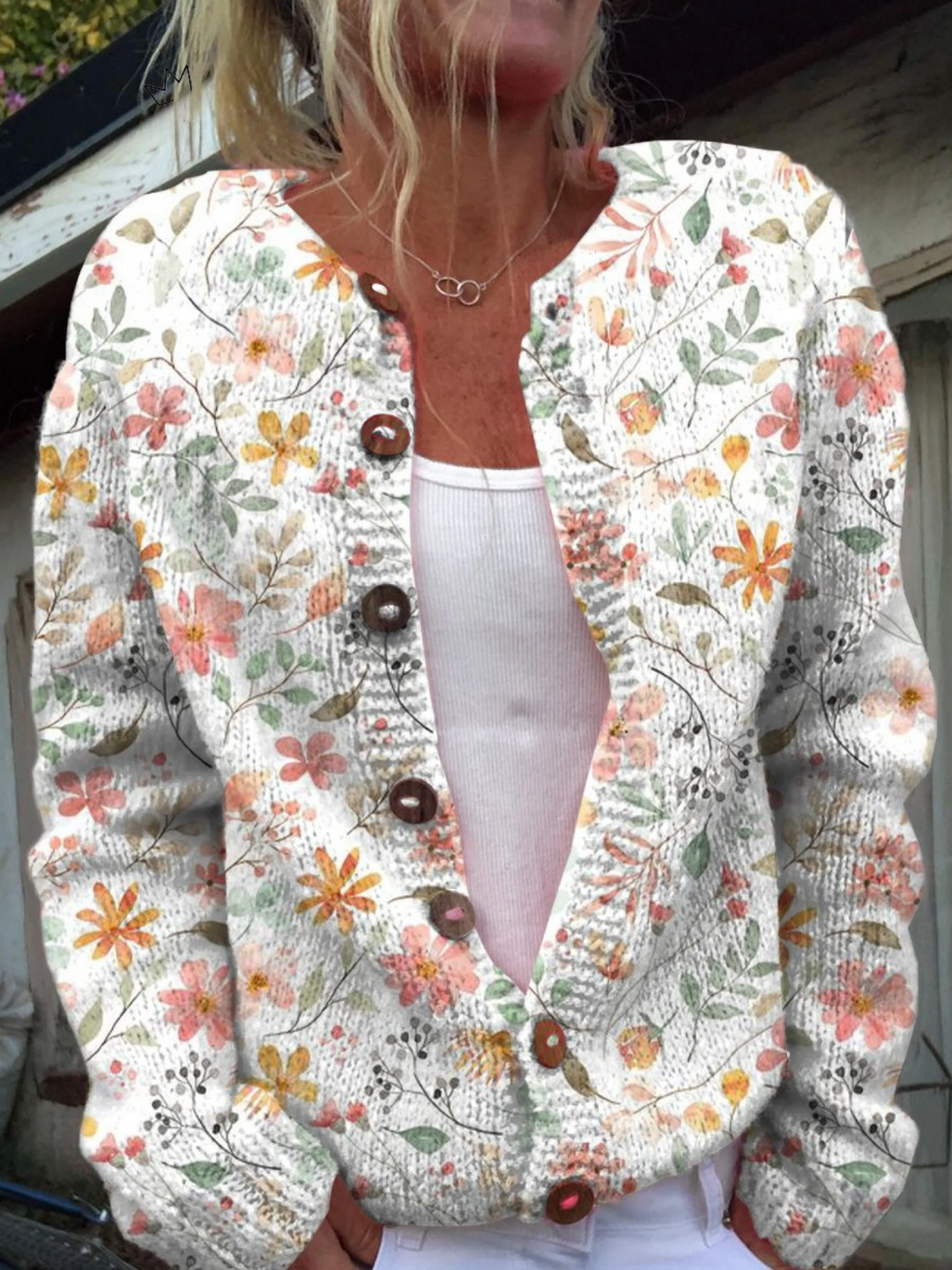 Ianthe | Women's Floral Print Button-Front Cardigan - Floral - Image 1