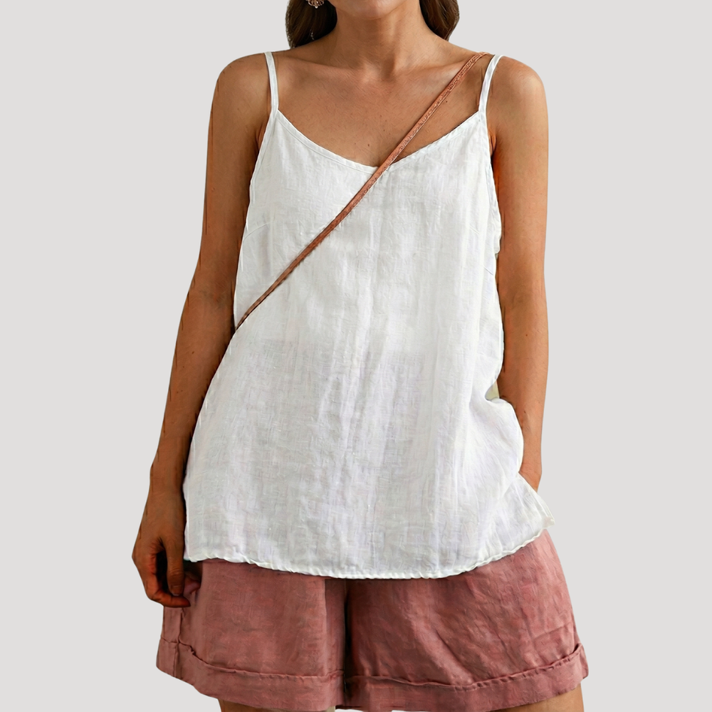 Imara | Women's V-Neck Spaghetti Strap Flowy Cami Top - Purple - Image 2