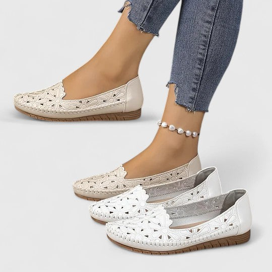 Imogen | Women's Perforated Slip-On Flats - Image 1