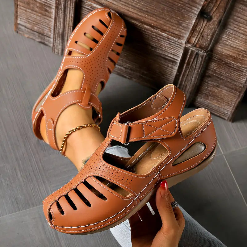 Iolanthe | Women's Brown Closed Toe Fisherman Sandals - Image 1