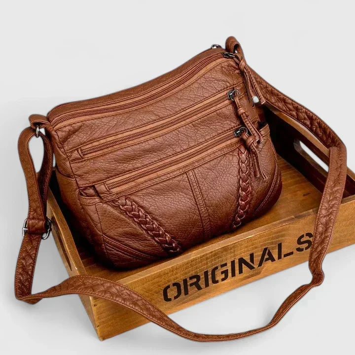 Isidora | Women's Brown Multi Zip Crossbody Bag - Image 1