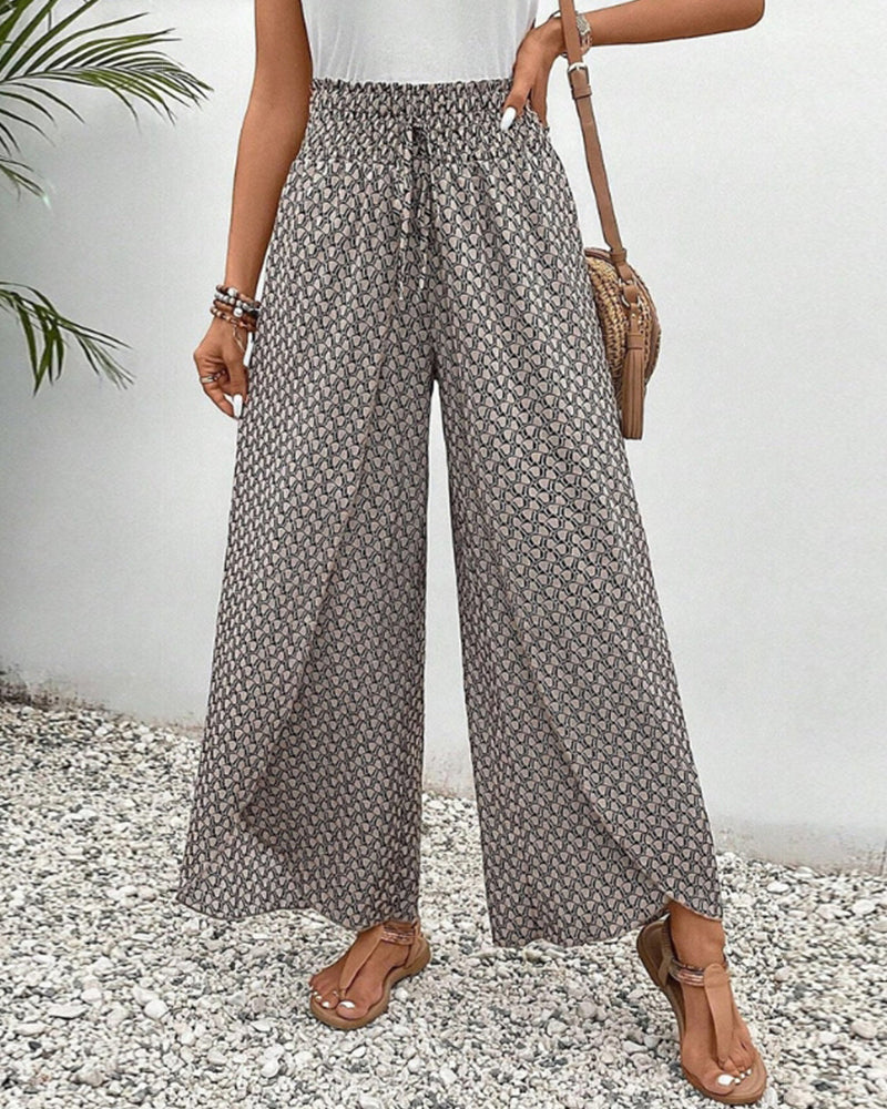 Isolde | Women's Wide Leg Geometric Print Pants - Image 1