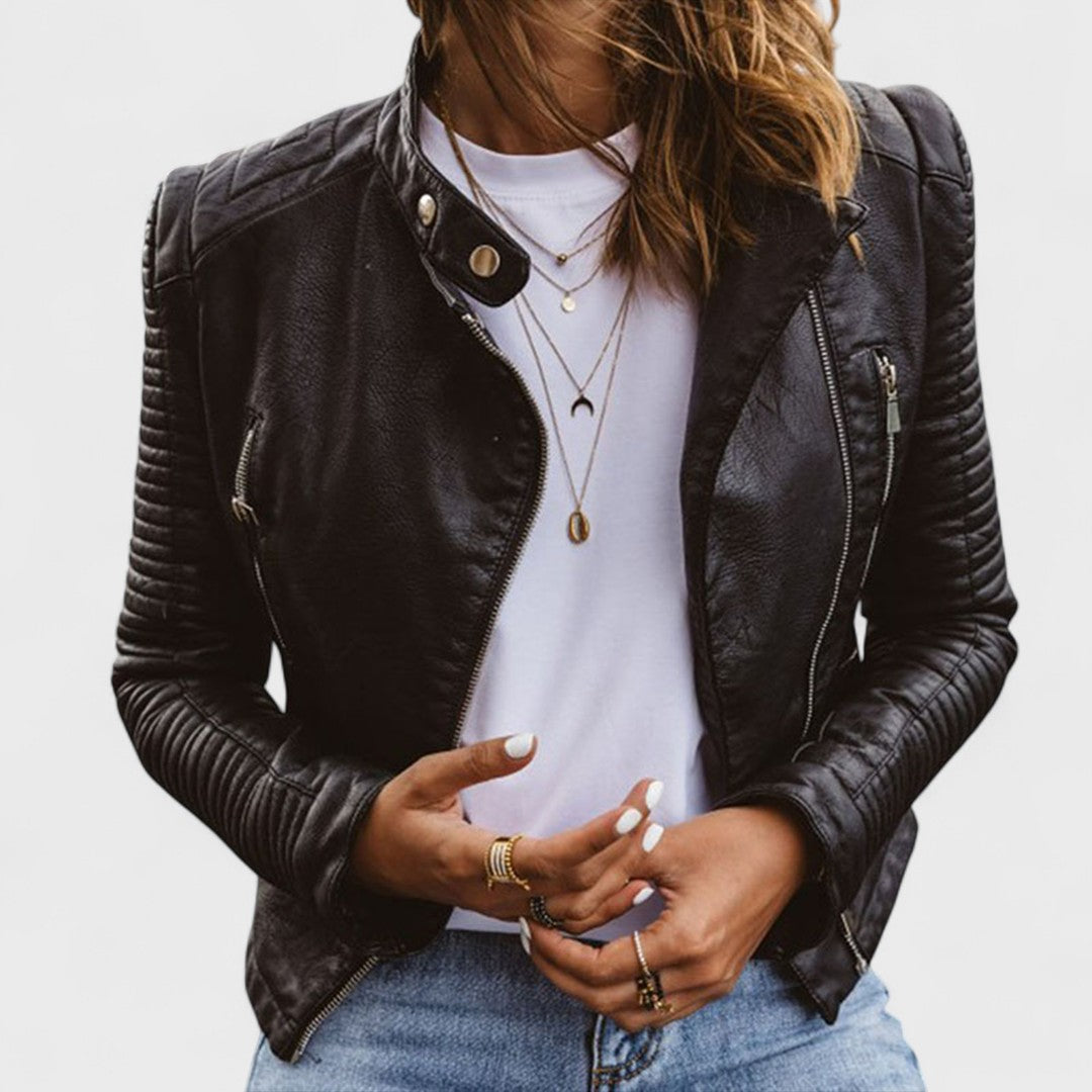 Jocelyn | Women's Black Moto Jacket - Black - Image 1