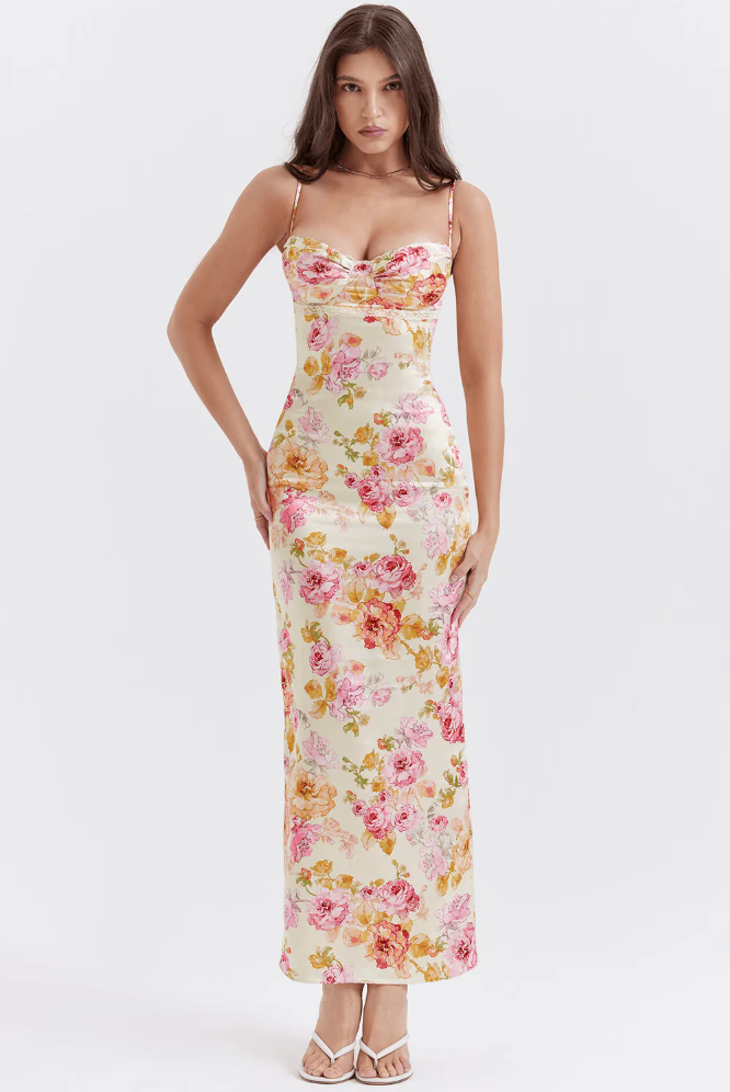 Julietta | Women's Floral Spaghetti Strap Maxi Dress - Floral - Image 1