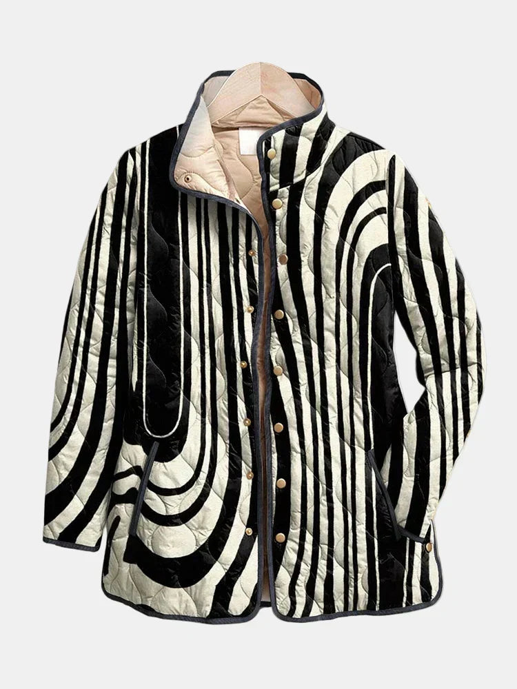 Junata | Women's Striped Quilted Jacket - Striped - Image 1