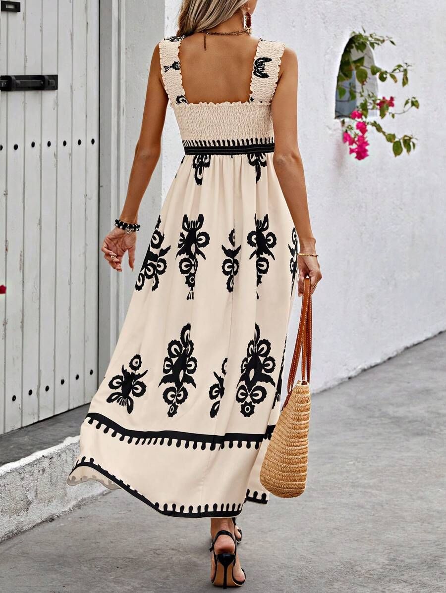 Junella | Women's Square Neck Printed Maxi Dress - Image 2