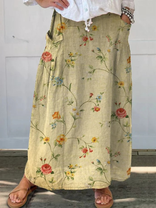 Juniana | Women's Floral Maxi Skirt with Elastic Waistband - Image 1