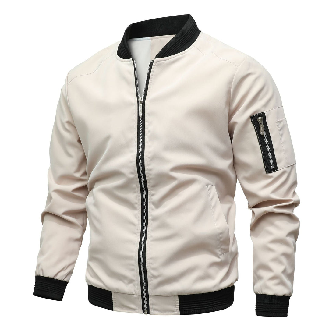 Kevan | Men's Zip-Up Bomber Jacket - Cream - Image 1