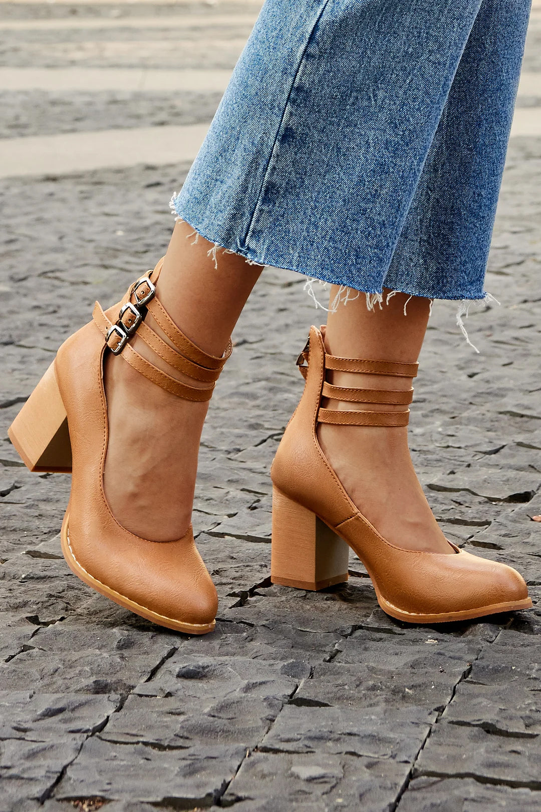 Kinsley | Women's Block Heel Ankle Strap Boots - Image 1