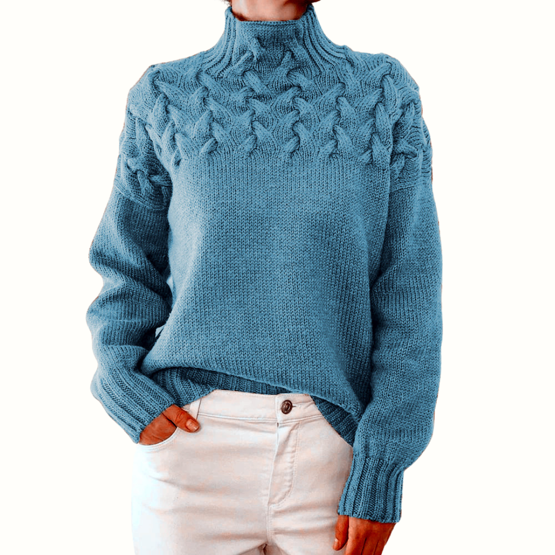 Laveth | Women's Cable Knit Turtleneck Jumper - Image 1