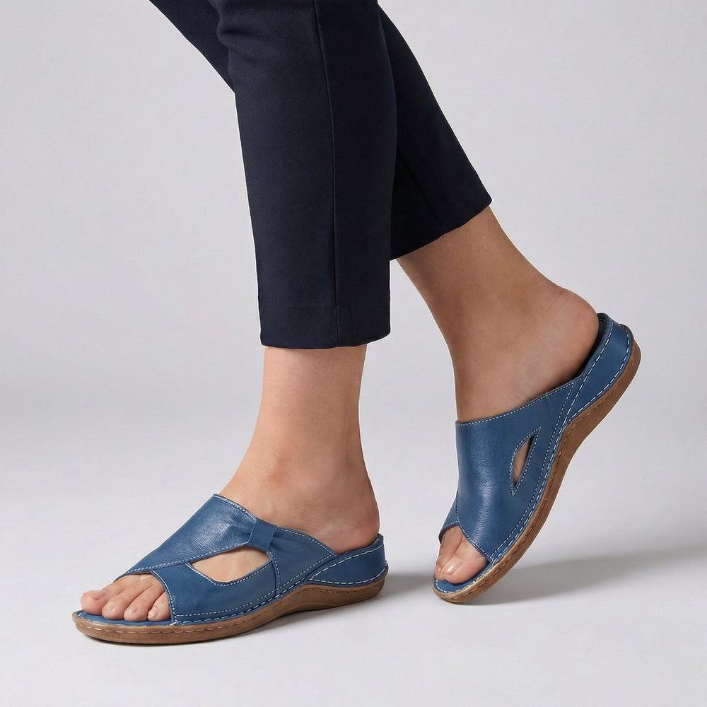 Lavette | Women's Slip-On Flat Mule Sandal with Cut-Out - Black - Image 2