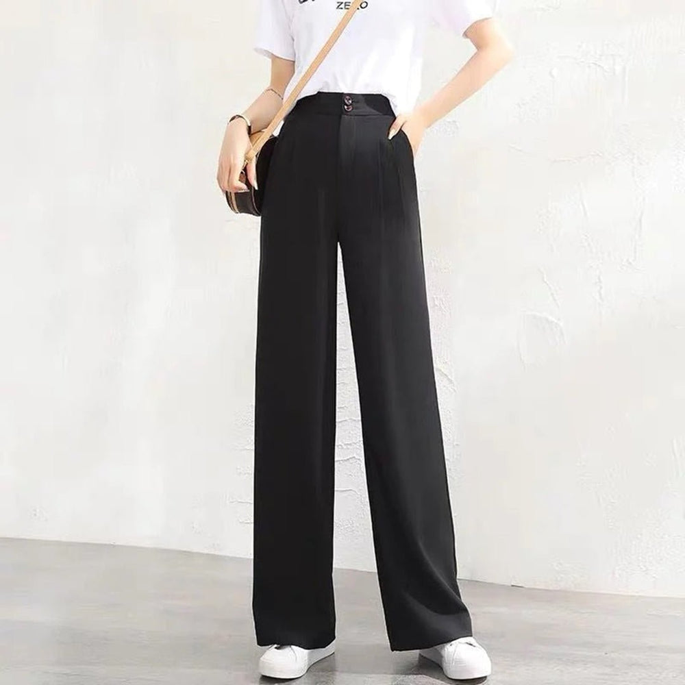 Lavinia | Women's High Waist Wide Leg Pants - White - Image 2