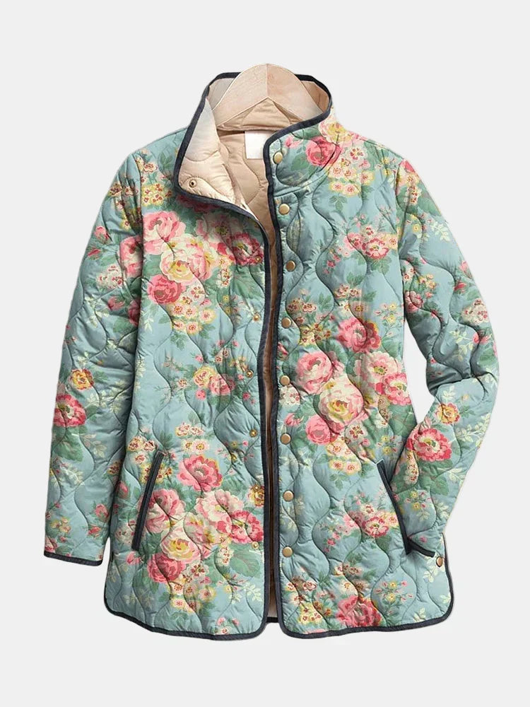 Linnea | Women's Floral Print Quilted Jacket - Floral - Image 1