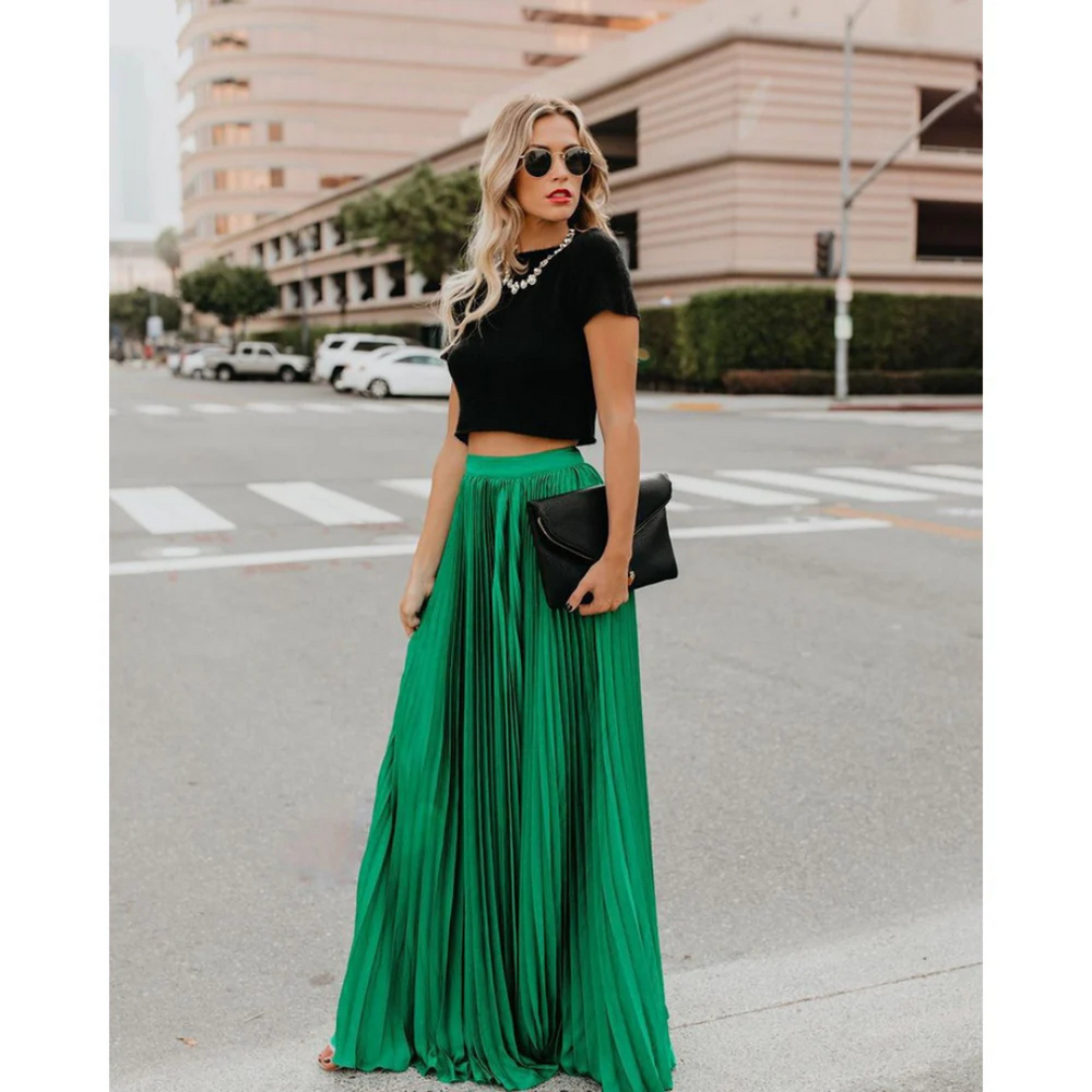 Liora | Women's High Waist Pleated Maxi Skirt - Image 2