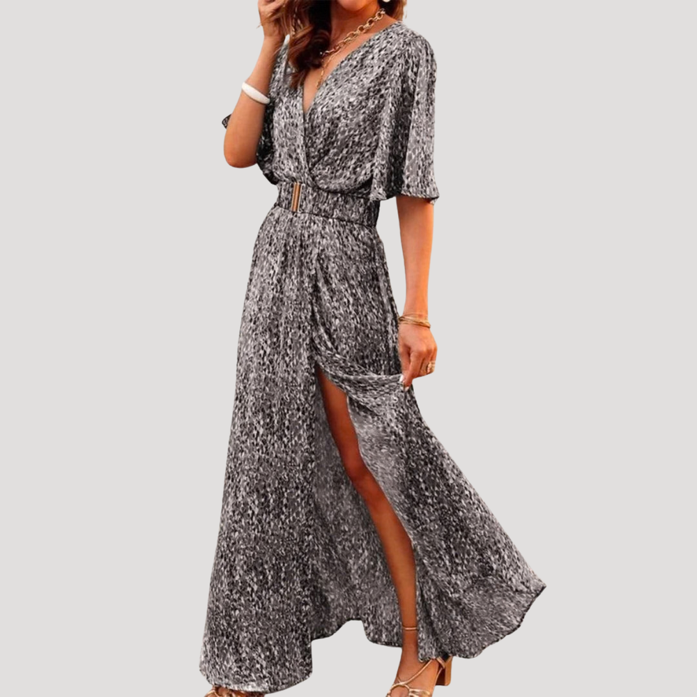 Léonie | Women's Printed Wrap Maxi Dress - Green - Image 2