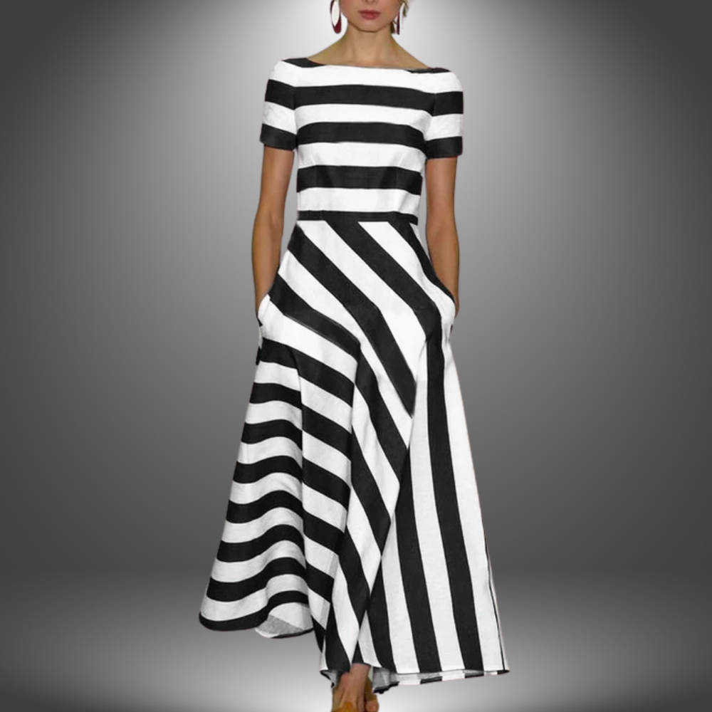 Lorelai | Women's Striped Short Sleeve Maxi Dress - Image 2